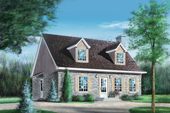 Exterior - Front Elevation for Cottage House Plan #25-4249 - 4 bed, 2 bath