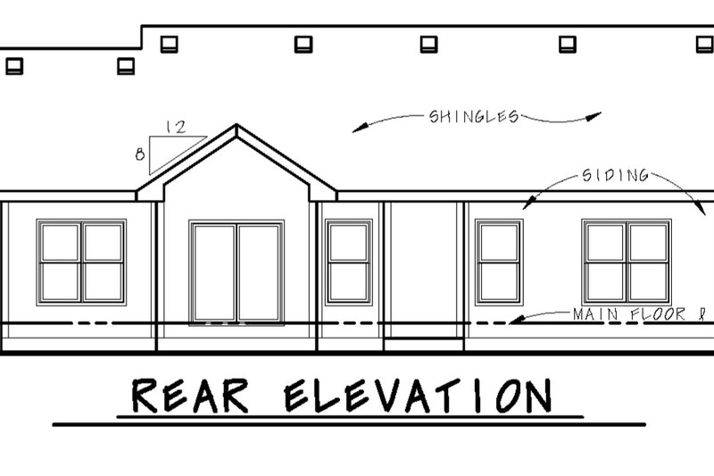 Architectural House Design - Exterior - Rear Elevation for Traditional House Plan #20-2601 - 4 bed, 2 bath