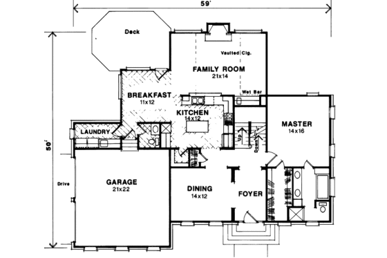 Floor Plan - Main Floor for Colonial House Plan #41-162 - 4 bed, 2.5 bath