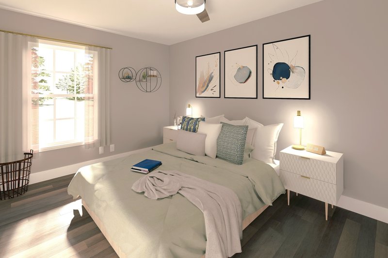 Architectural House Design - Interior - Bedroom 1 for Country House Plan #44-203 - 2 bed, 1 bath
