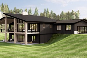 Exterior - Rear Elevation 2 for Contemporary House Plan #1064-387 - 3 bed, 2 bath