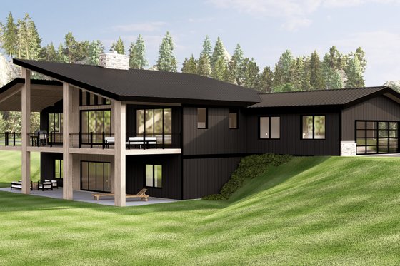 Exterior - Rear Elevation 2 for Contemporary House Plan #1064-387 - 3 bed, 2 bath