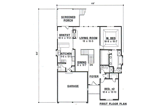 Floor Plan - Main Floor for Traditional House Plan #67-465 - 3 bed, 3 bath