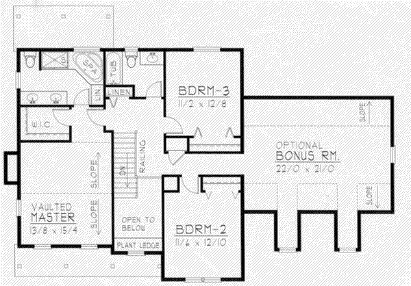 Traditional Floor Plan - Upper Floor Plan #112-125