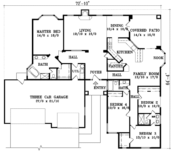 Adobe / Southwestern Floor Plan - Main Floor Plan #1-1457