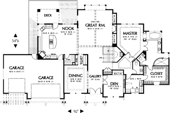Floor Plan - Main Floor for Craftsman House Plan #48-300 - 3 bed, 2.5 bath