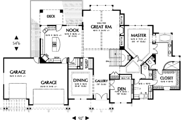 Architectural House Design - Craftsman Floor Plan - Main Floor Plan #48-300