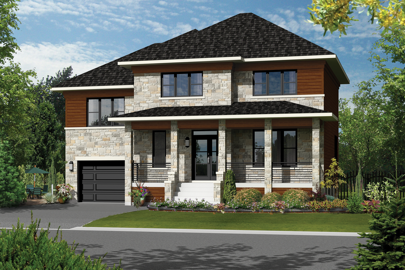 Contemporary Style House Plan - 3 Beds 1.5 Baths 2080 Sq/Ft Plan #25-4309