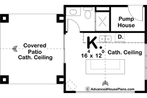 Floor Plan - Main Floor for Beach House Plan #455-283, 1 bath