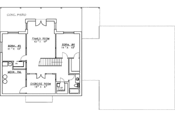 Floor Plan - Lower Floor for Log House Plan #117-121 - 6 bed, 5 bath