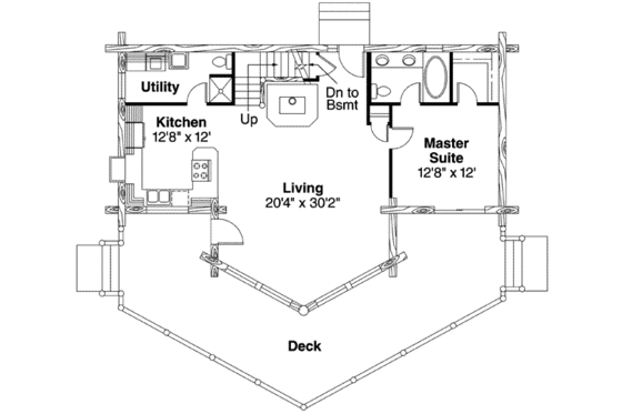 Floor Plan - Main Floor for Cabin House Plan #124-260 - 2 bed, 2 bath