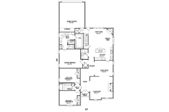 Floor Plan - Main Floor for European House Plan #81-360 - 3 bed, 3 bath