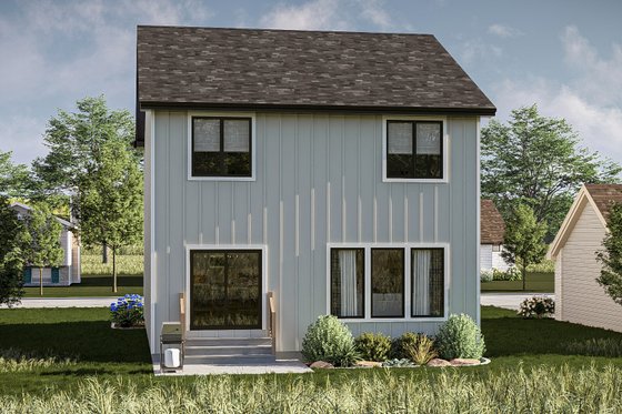 Exterior - Rear Elevation for Farmhouse House Plan #455-377 - 3 bed, 2.5 bath