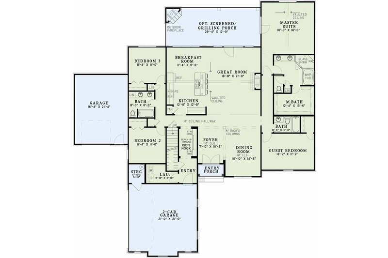 House Blueprint - Floor Plan - Main Floor for European House Plan #17-3440 - 4 bed, 3 bath