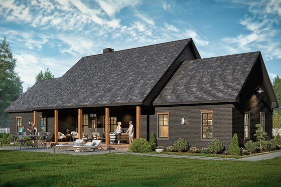 Exterior - Rear Elevation 1 for Farmhouse House Plan #54-683 - 3 bed, 2.5 bath