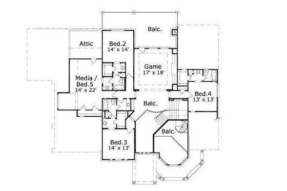 Floor Plan - Upper Floor for Traditional House Plan #411-337 - 5 bed, 5 bath