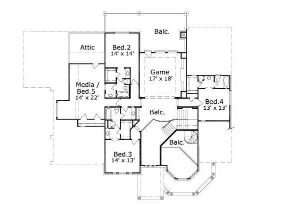 Traditional Floor Plan - Upper Floor Plan #411-337