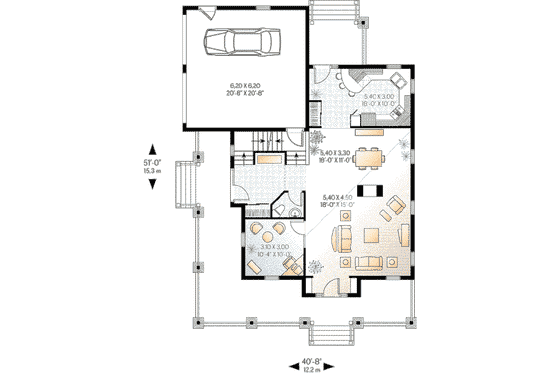 Floor Plan - Main Floor for Country House Plan #23-377 - 3 bed, 2.5 bath
