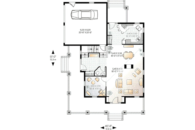 Home Plan - Floor Plan - Main Floor for Country House Plan #23-377 - 3 bed, 2.5 bath