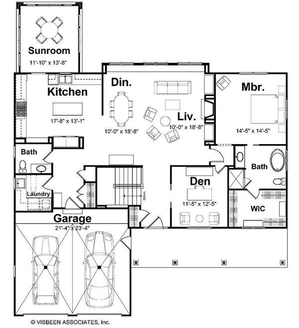 Dream House Plan - Floor Plan - Main Floor for Farmhouse House Plan #928-436 - 2 bed, 3.5 bath