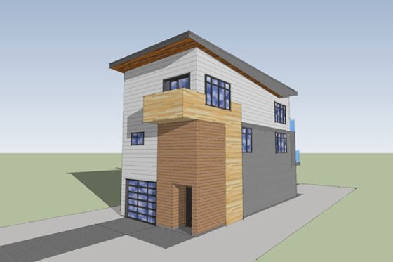 Exterior - Other Elevation 4 for Modern House Plan #518-2 - 2 bed, 2.5 bath