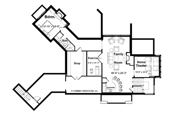 Floor Plan - Lower Floor for Farmhouse House Plan #928-418 - 3 bed, 3 bath