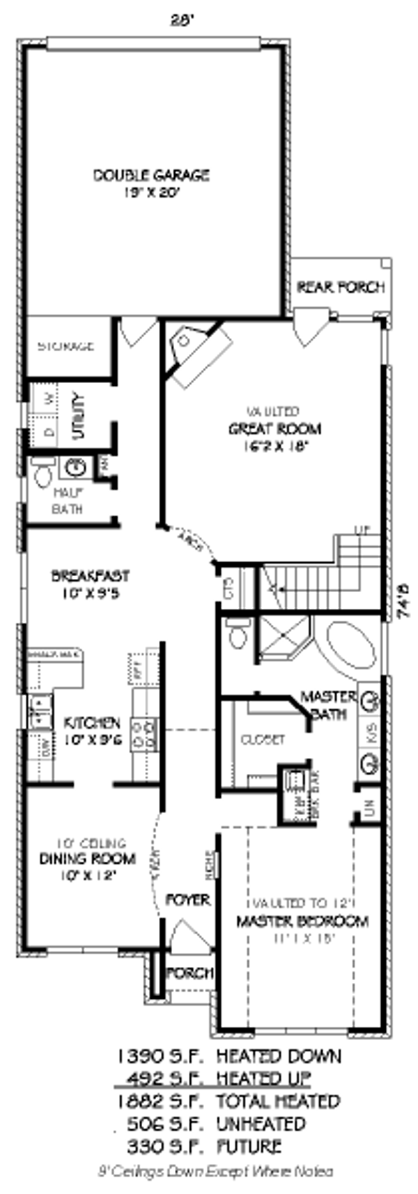 Floor Plan - Main Floor for European House Plan #424-134 - 3 bed, 2.5 bath