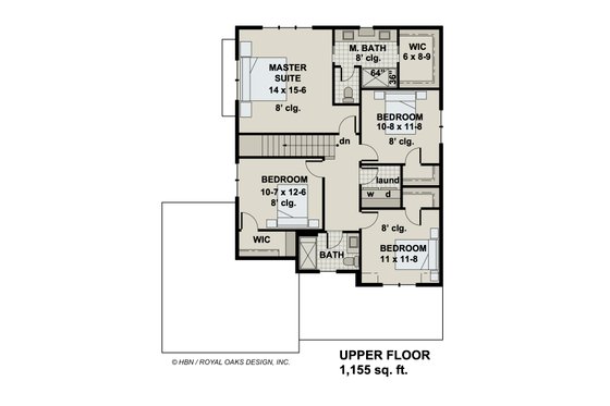 Floor Plan - Upper Floor for Farmhouse House Plan #51-1191 - 4 bed, 2.5 bath