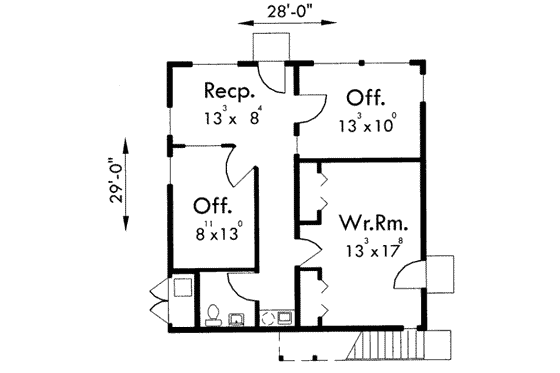 Floor Plan - Lower Floor for Modern House Plan #303-365 - 1 bed, 3 bath