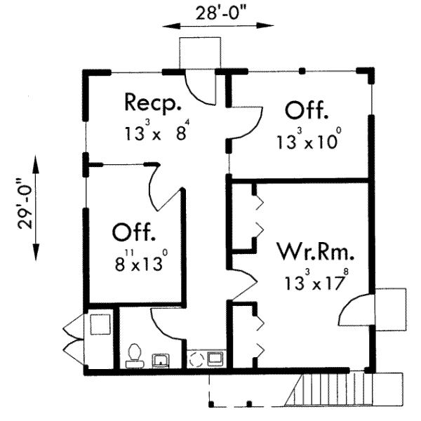 Modern Floor Plan - Lower Floor Plan #303-365