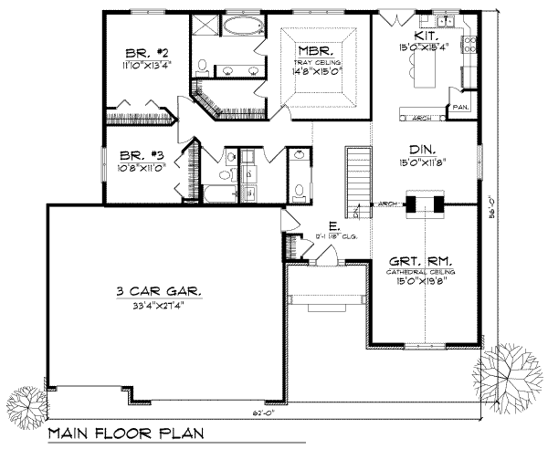 House Design - Traditional Floor Plan - Main Floor Plan #70-244