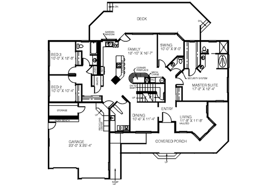 Floor Plan - Main Floor for Farmhouse House Plan #60-185 - 6 bed, 3.5 bath