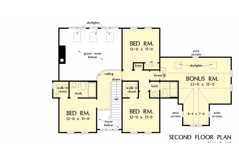 House Plan Design - Floor Plan - Upper Floor for Farmhouse House Plan #929-1039 - 4 bed, 3.5 bath