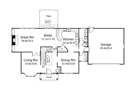 Floor Plan - Main Floor for Traditional House Plan #57-660 - 4 bed, 2.5 bath