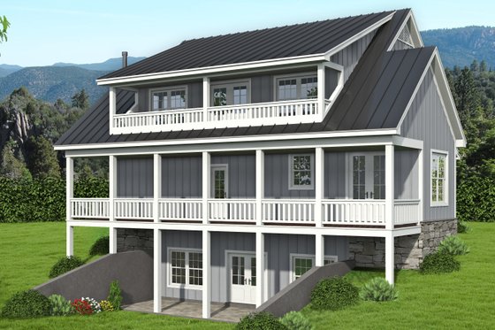 Exterior - Rear Elevation for Traditional House Plan #932-333 - 3 bed, 2.5 bath