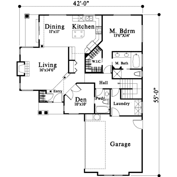 Bungalow Floor Plan - Main Floor Plan #78-141