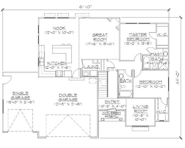 House Design - Ranch Floor Plan - Main Floor Plan #5-232
