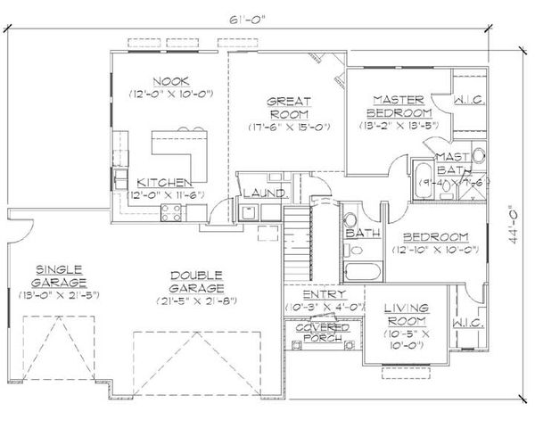 Architectural House Design - Ranch Floor Plan - Main Floor Plan #5-232
