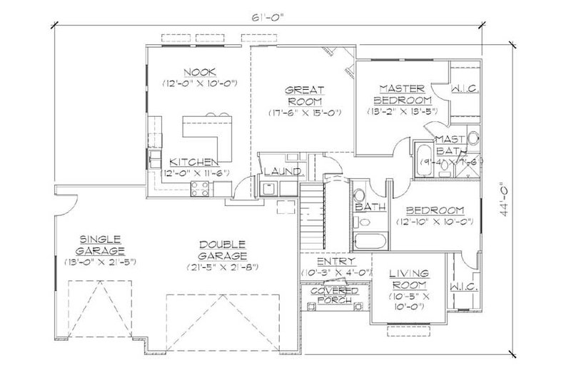 Ranch Style House Plan - 4 Beds 3 Baths 1425 Sq/Ft Plan #5-232 ...