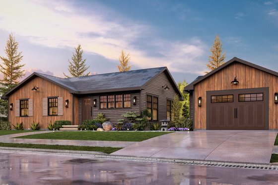 Exterior - Front Elevation 4 for Cottage House Plan #54-684 - 2 bed, 2 bath