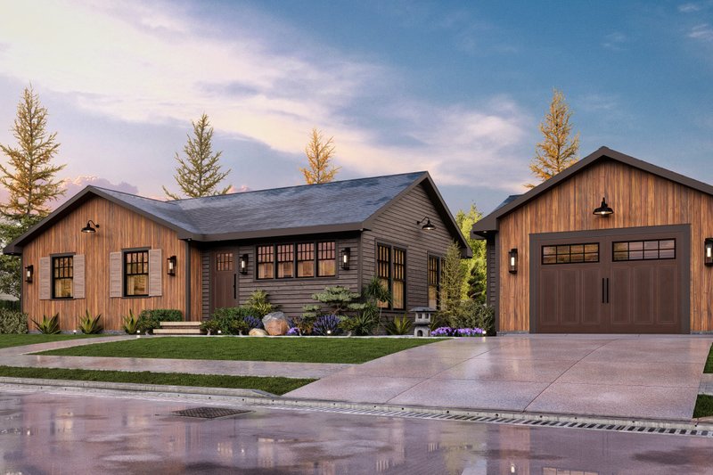 House Blueprint - Exterior - Front Elevation 4 for Cottage House Plan #54-684 - 2 bed, 2 bath