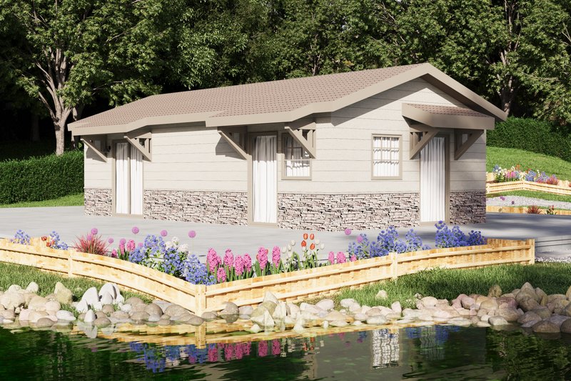 Dream House Plan - Exterior - Front Elevation 2 for Ranch House Plan #1106-90 - 1 bed, 1 bath