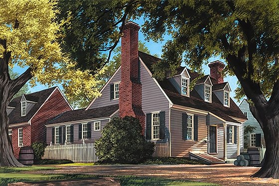 Exterior - Front Elevation 6 for Colonial House Plan #137-204 - 3 bed, 3 bath