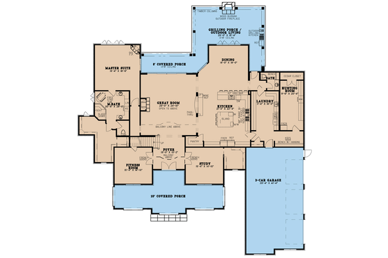 Floor Plan - Main Floor for European House Plan #923-78 - 4 bed, 4.5 bath