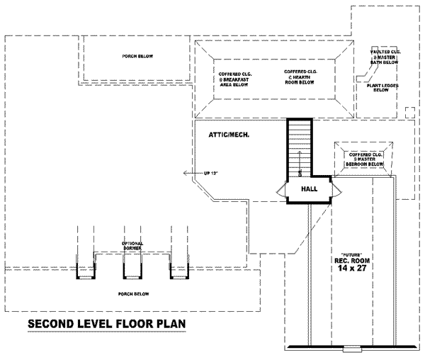 Floor Plan - Upper Floor for Southern House Plan #81-1106 - 3 bed, 2 bath