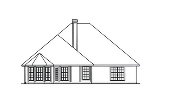 Exterior - Rear Elevation for Traditional House Plan #42-389 - 3 bed, 2 bath