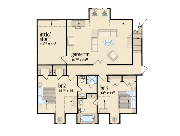 Farmhouse Floor Plan - Upper Floor Plan #36-245