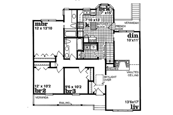 Floor Plan - Main Floor for Traditional House Plan #47-148 - 3 bed, 2 bath