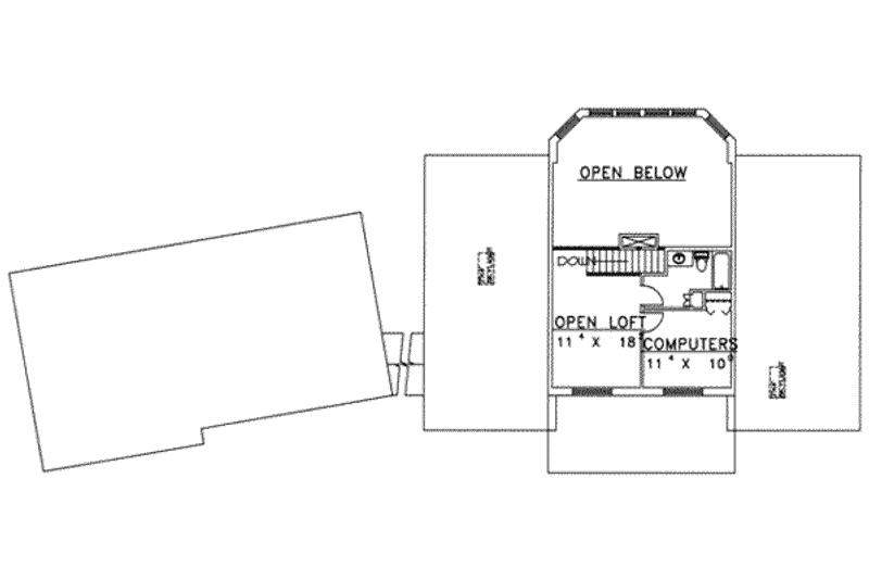 House Blueprint - Floor Plan - Upper Floor for Modern House Plan #117-179 - 3 bed, 4.5 bath