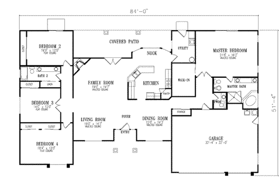 Floor Plan - Main Floor for Adobe / Southwestern House Plan #1-683 - 4 bed, 2.5 bath